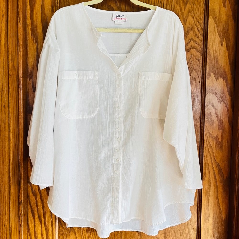Vintage Retro 80’s C.S.T. Studio Brand White Boho Top